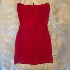 Coral-red gorgeous bodycon style strapless dress